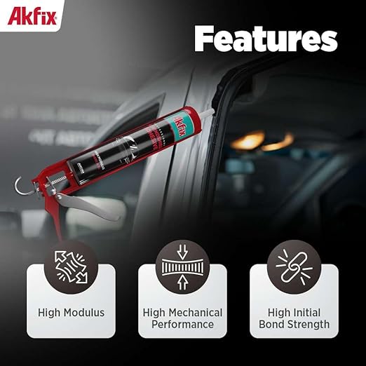 Akfix Urethane Windshield Adhesive Black (12x10.1 fl.oz.) - Fast Curing Car Window Sealant, High Bond Strength Auto Glass Sealant | 12 Pack