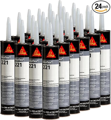 SIKA Sikaflex-221, Black, Multi-Purpose Polyurethane Sealant & Adhesive, Permanent Elastic Seal, Sandable/Paintable, NSF Approved for Drinking Water, 10.1 (Pack of 24)